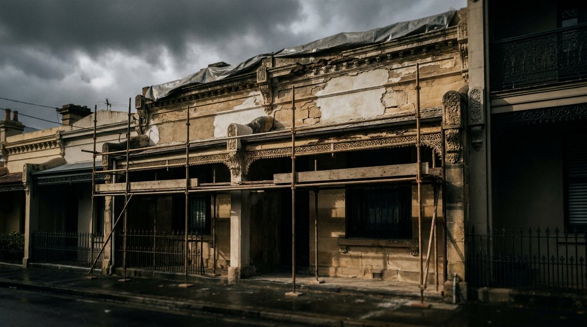 Heritage-overlay render repair on period Sydney facades